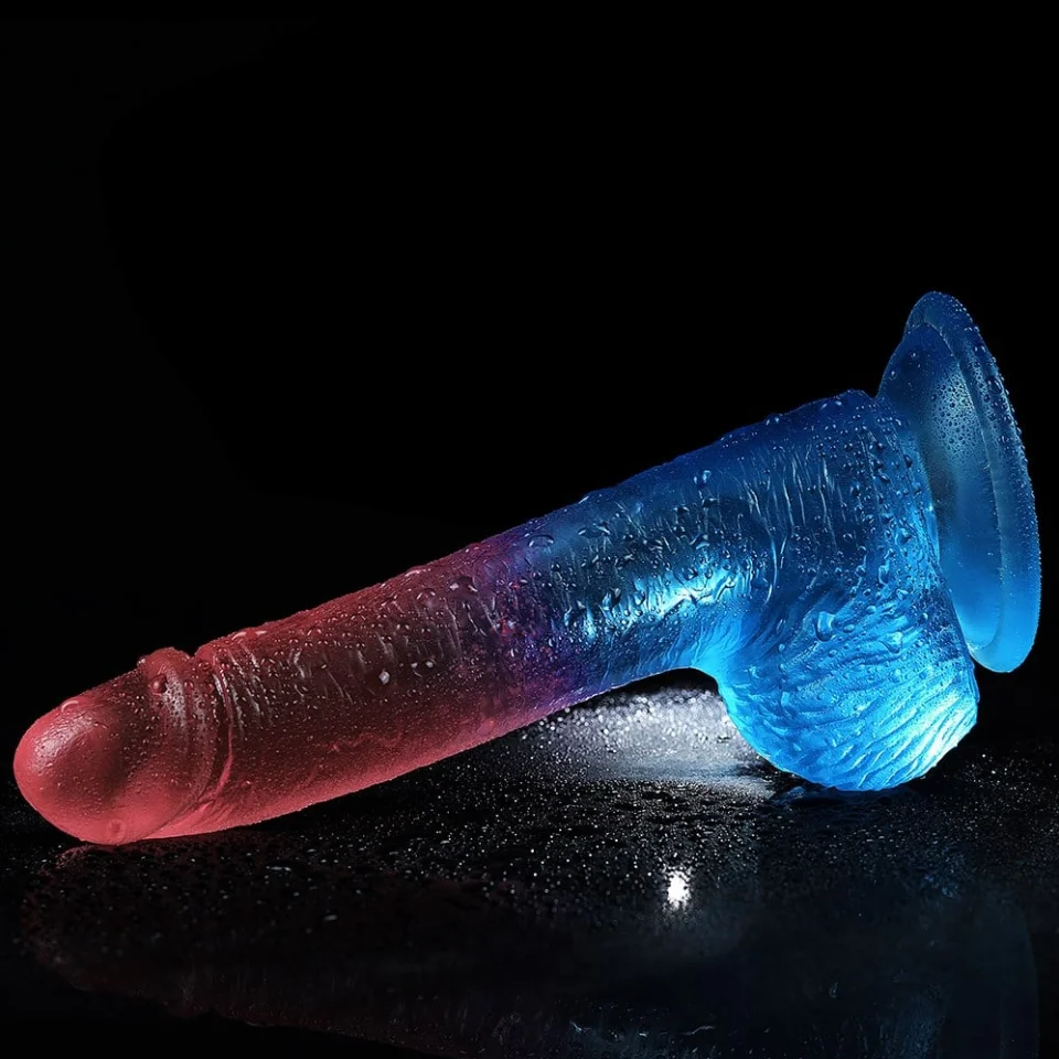 #1324 - 19 cm Çift Renkli Realistik Vantuzlu Dildo Penis