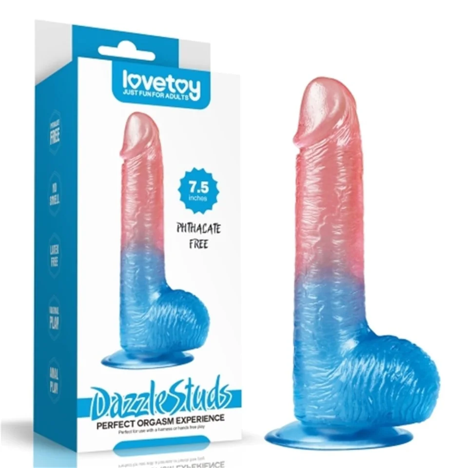 #1325 - 19 cm Çift Renkli Realistik Vantuzlu Dildo Penis