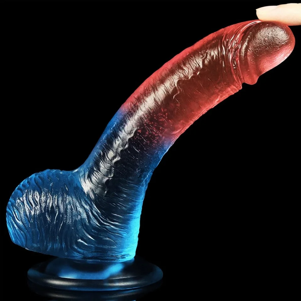 #1320 - 19 cm Çift Renkli Realistik Vantuzlu Dildo Penis