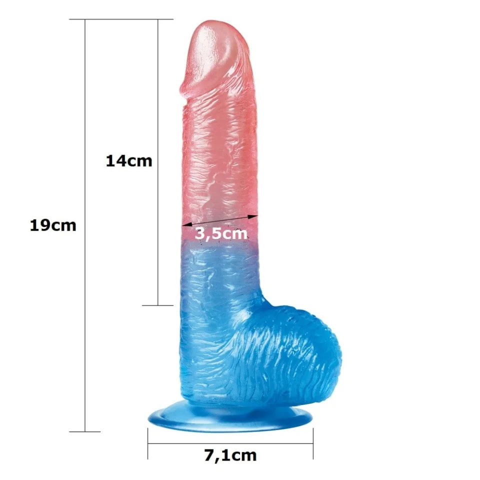 #1321 - 19 cm Çift Renkli Realistik Vantuzlu Dildo Penis