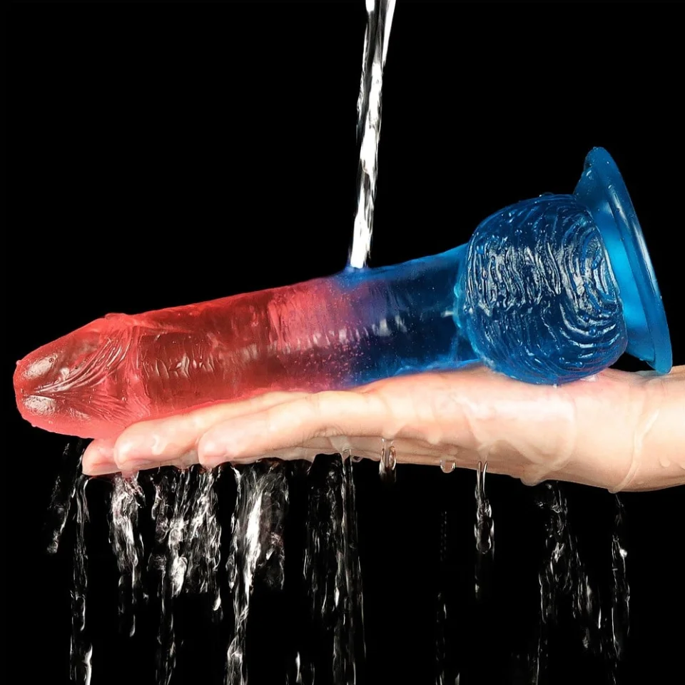 #1326 - 19 cm Çift Renkli Realistik Vantuzlu Dildo Penis