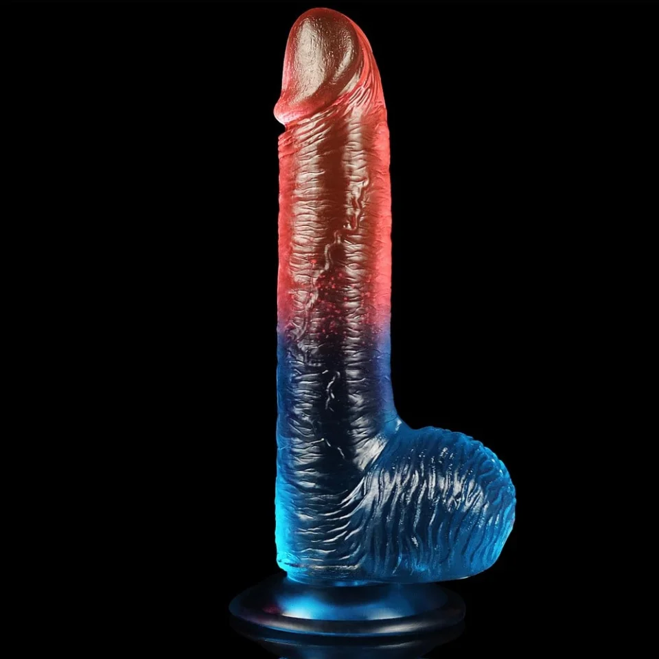 #1322 - 19 cm Çift Renkli Realistik Vantuzlu Dildo Penis