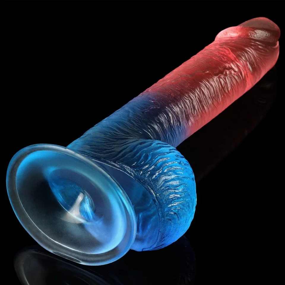 #1327 - 19 cm Çift Renkli Realistik Vantuzlu Dildo Penis