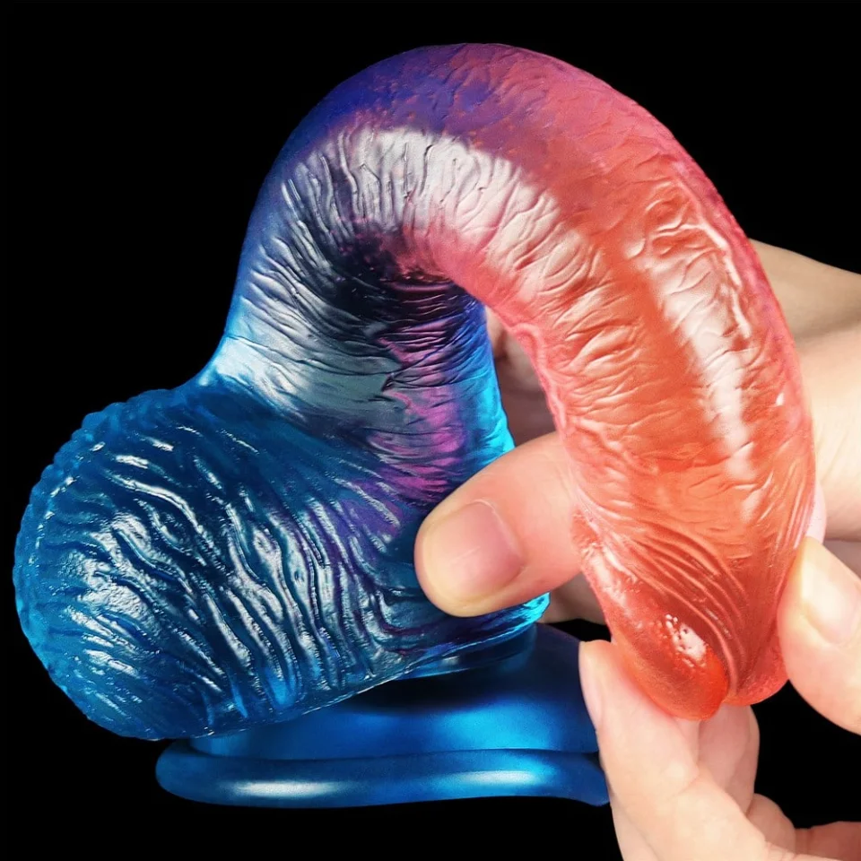 #1328 - 19 cm Çift Renkli Realistik Vantuzlu Dildo Penis