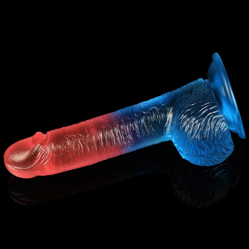 #1329 - 19 cm Çift Renkli Realistik Vantuzlu Dildo Penis