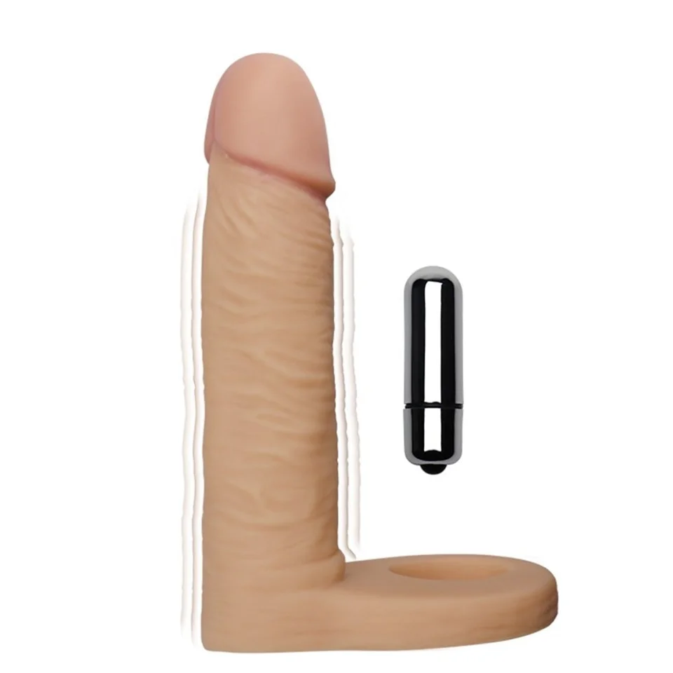 #1344 - 15 cm Realistik Titreşimli Anal Dildo Penis Halkası