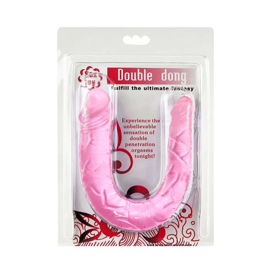 #1347 - 30 cm Pembe Çift Taraflı Jel Yumuşak Penis Dildo