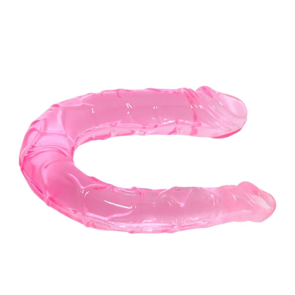 #1349 - 30 cm Pembe Çift Taraflı Jel Yumuşak Penis Dildo