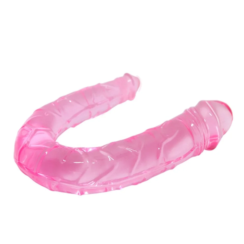 #1351 - 30 cm Pembe Çift Taraflı Jel Yumuşak Penis Dildo