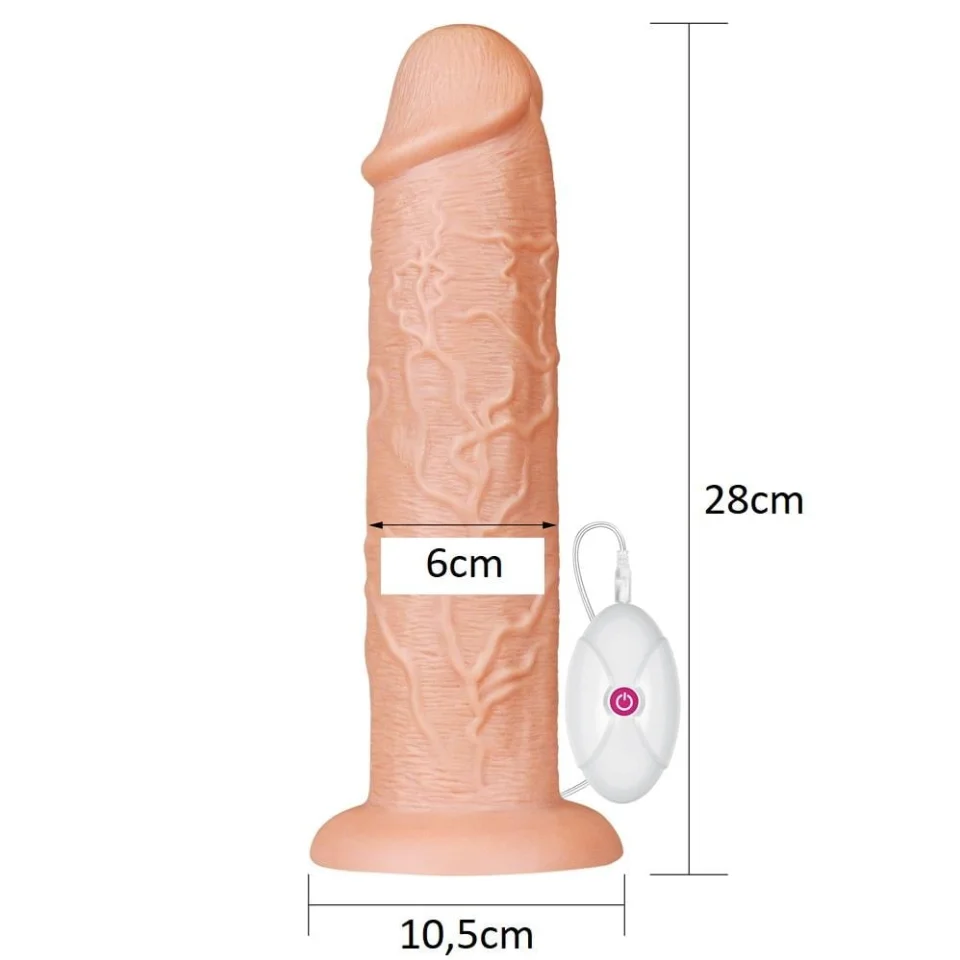 #1509 - 28 cm Gerçekçi 10 Titreşimli Testissiz Dildo Vibratör Penis