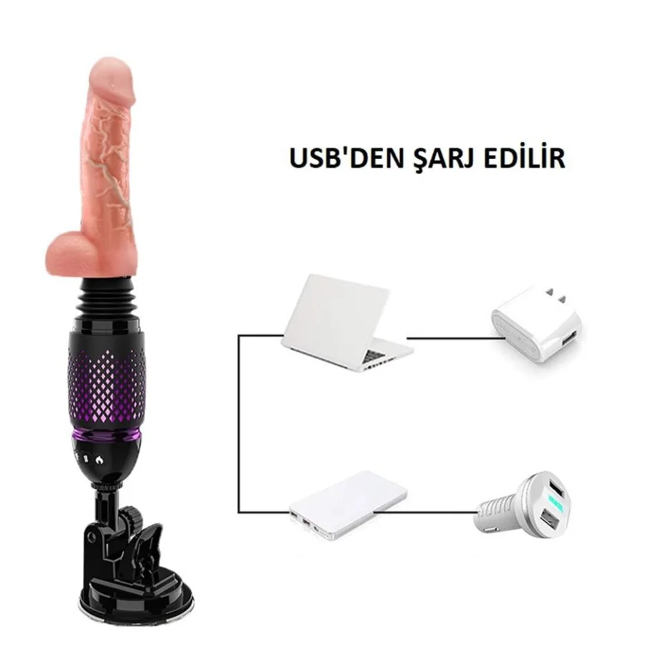 #1593 - Şarjlı Ambiyans Işıklı 7 İleri Geri Titreşim Fonksiyonu Isıtmalı Dildo