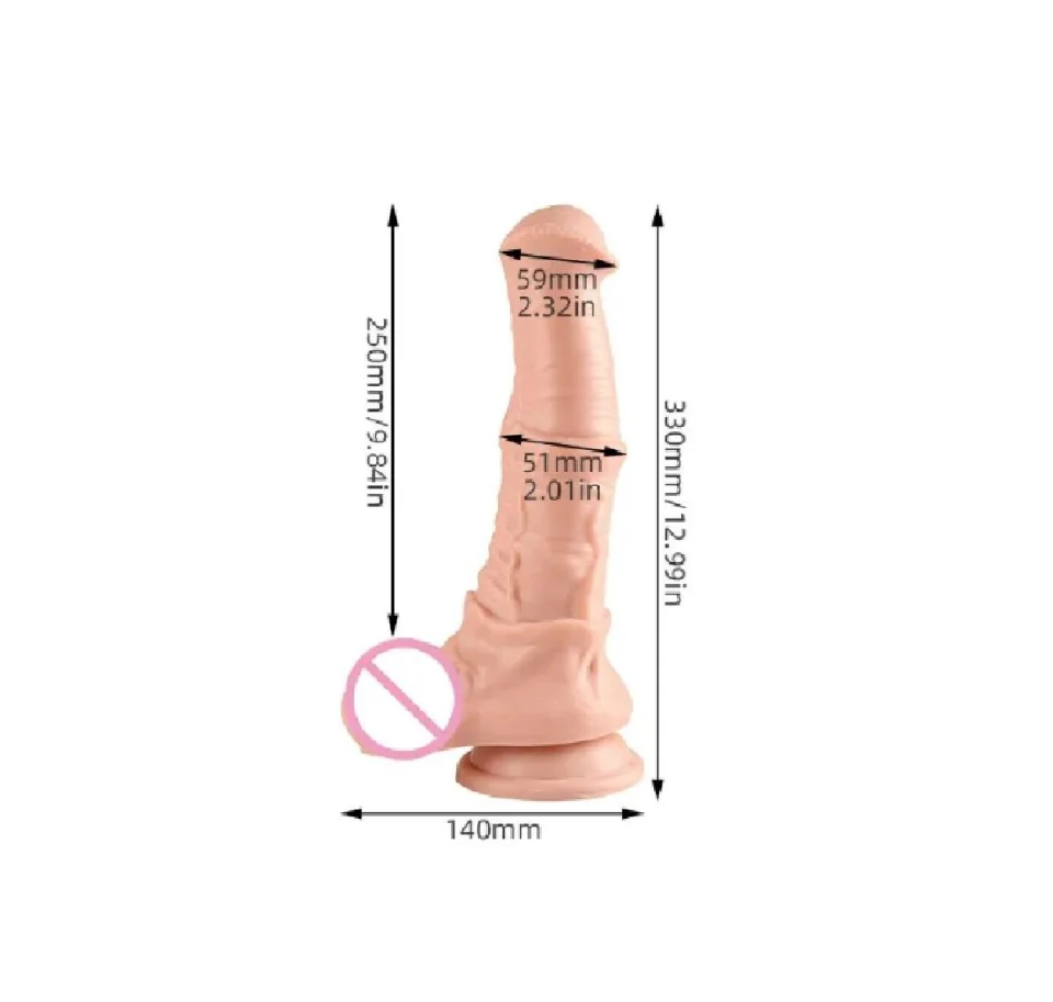 #1609 - 33 cm Et Dokulu Gerçekçi Çift Katmanlı Sünnetsiz Kalın Dildo Penis