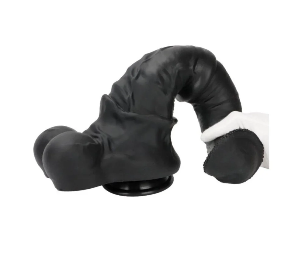 #1624 - 24 cm Et Dokulu Gerçekçi Çift Katmanlı Sünnetsiz Silikon Zenci Penis