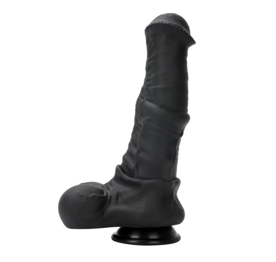 #1625 - 24 cm Et Dokulu Gerçekçi Çift Katmanlı Sünnetsiz Silikon Zenci Penis