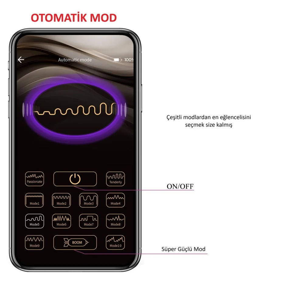 #1713 - Telefon Kumandalı 12 Titreşim Fonksiyon 3 Elektro Şoklu Vibratör