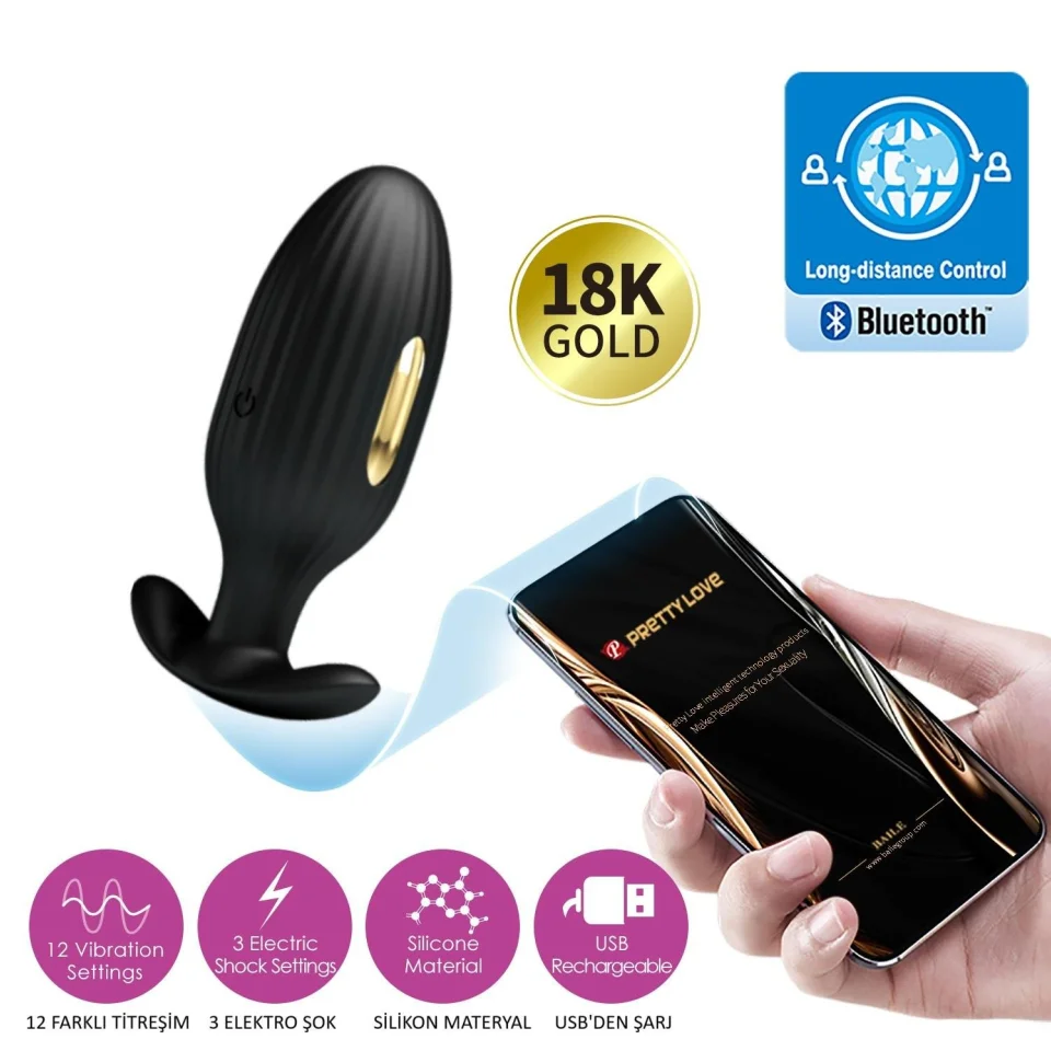 #1716 - Telefon Kumandalı 12 Titreşim Fonksiyon 3 Elektro Şoklu Vibratör