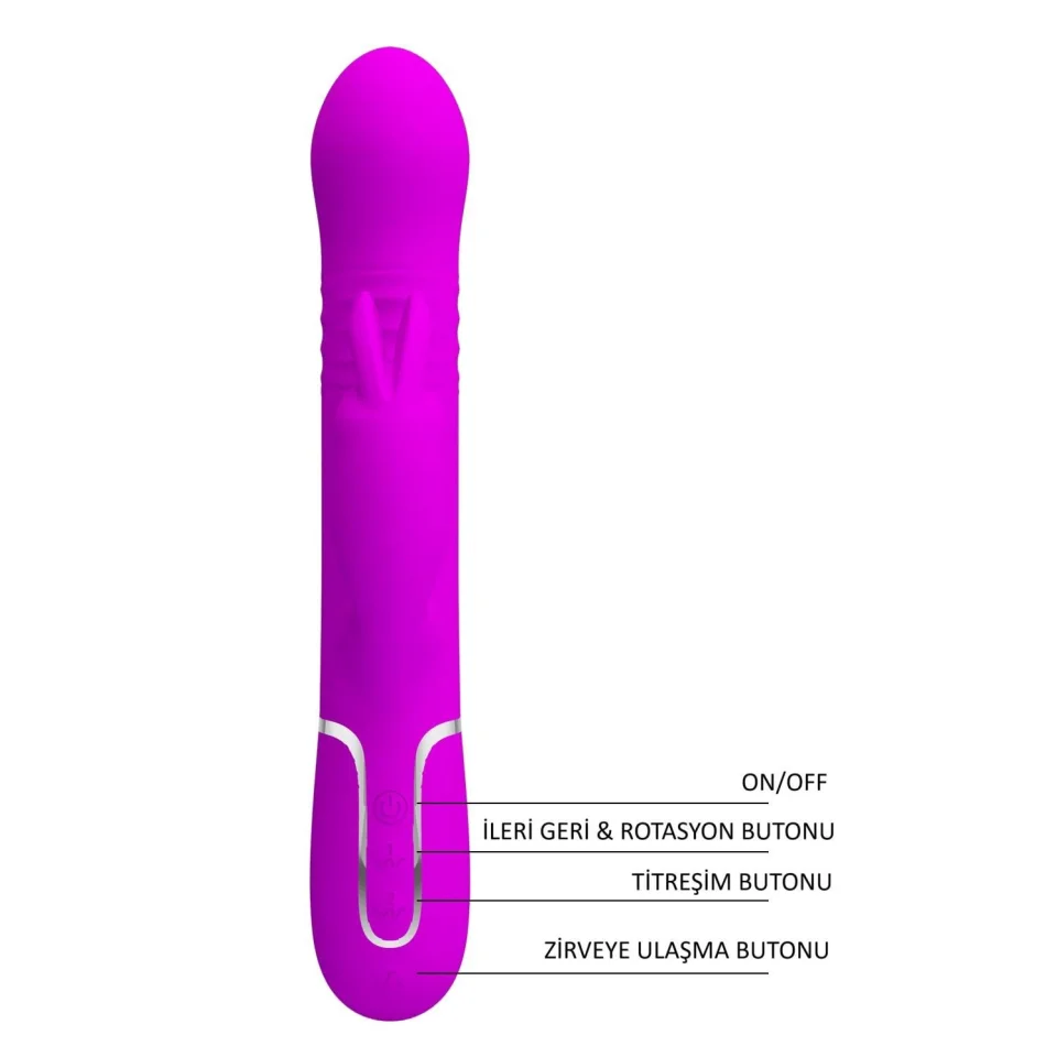#1776 - USB Manyetik Şarjlı G-Spot Vajinal Vibratör 7 Titreşim Modu 4 İleri Geri 4 Rotasyon Seçeneği