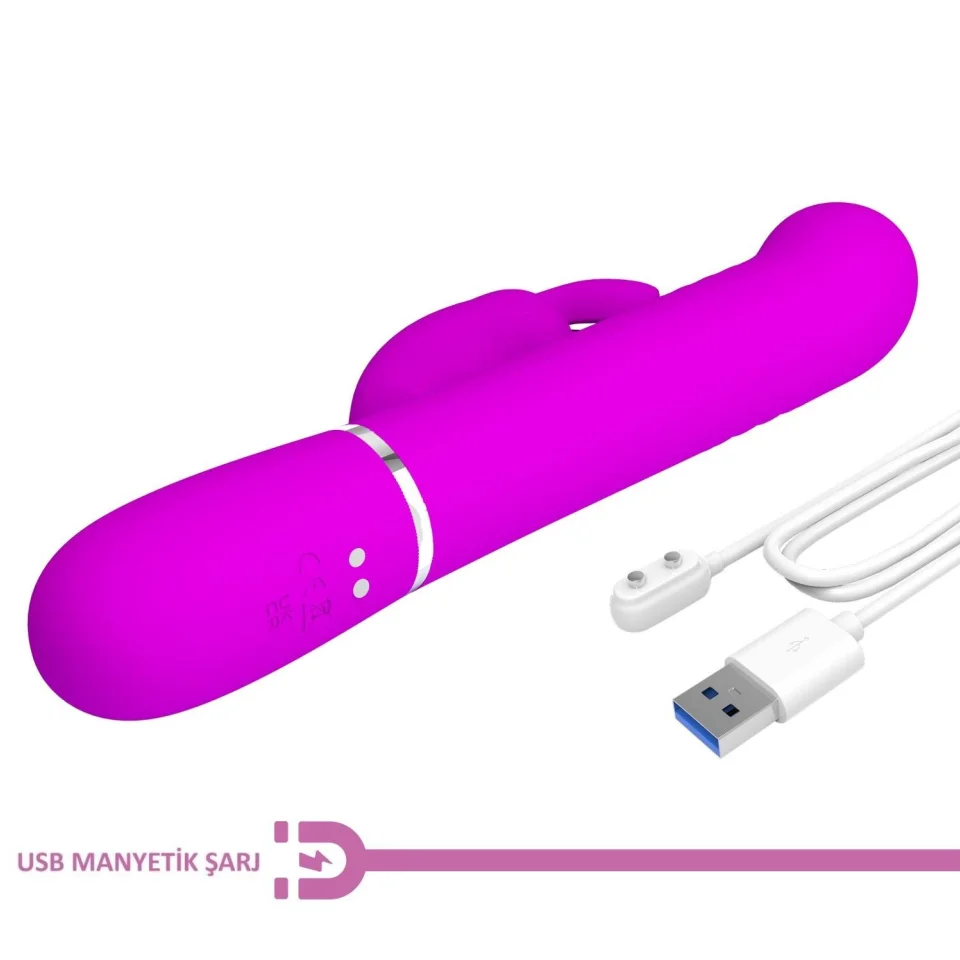 #1775 - USB Manyetik Şarjlı G-Spot Vajinal Vibratör 7 Titreşim Modu 4 İleri Geri 4 Rotasyon Seçeneği