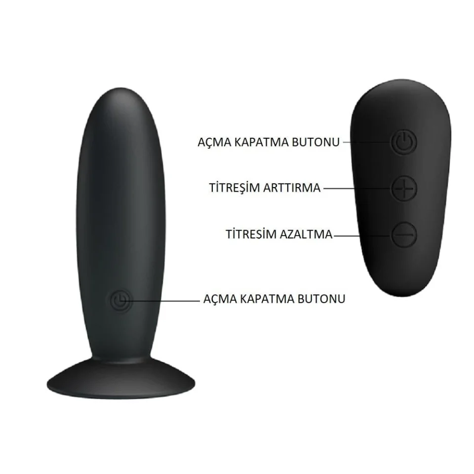 #1897 - USB Şarjlı 12 Titreşim Modlu Uzaktan Kumandalı Vibratör Anal Plug