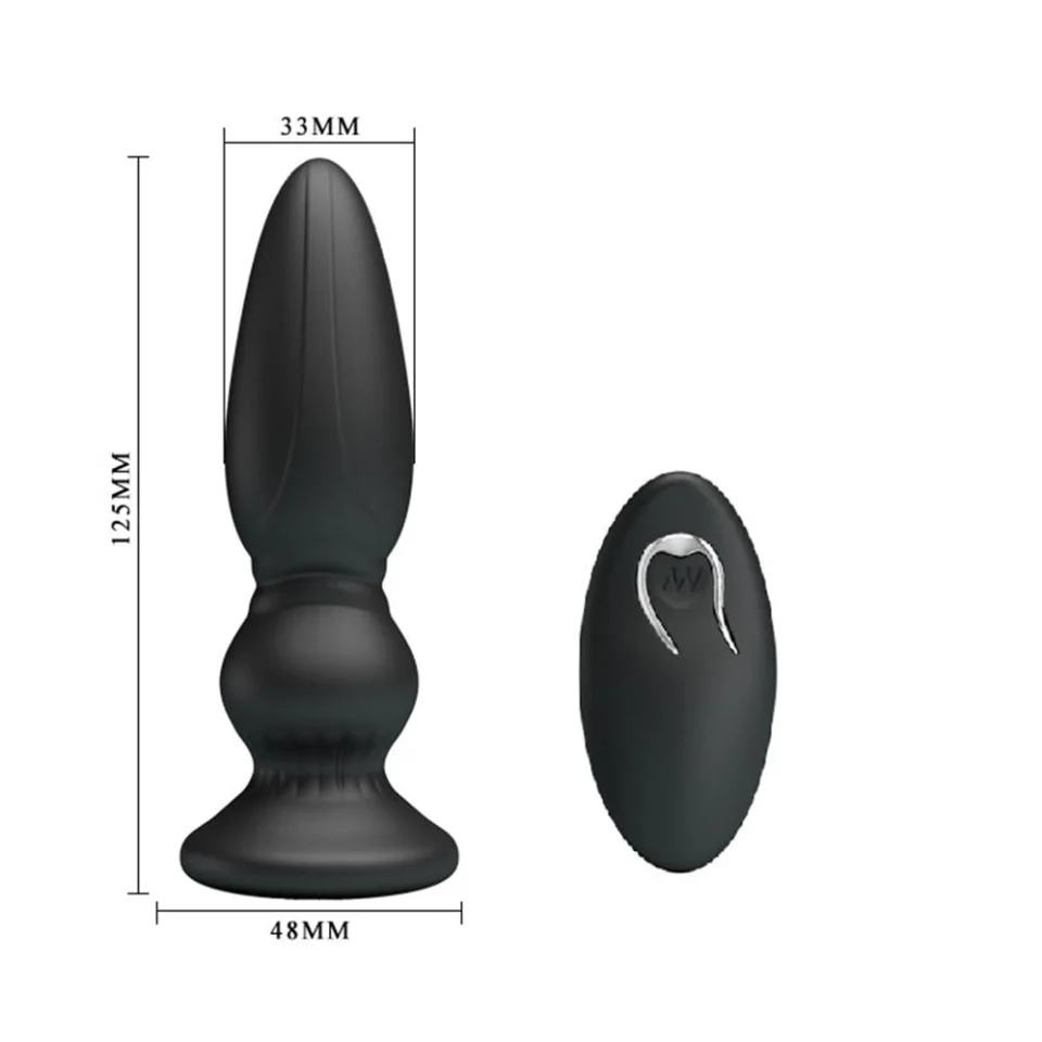 #1904 - Şarjlı 12 Titreşim Modu Uzaktan Kumandalı Vibratör Boğumlu Anal Plug