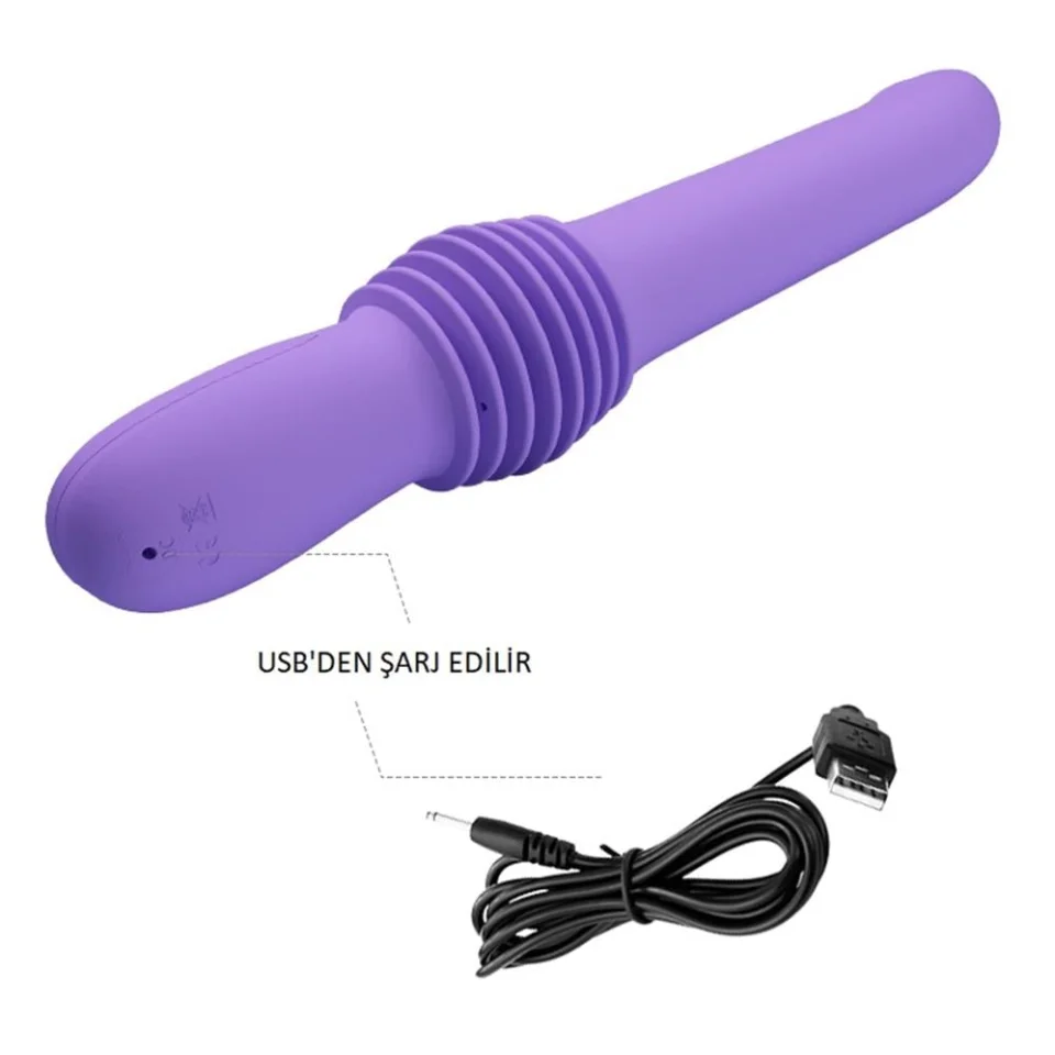 #2008 - USB Şarjlı İleri Geri Hareketli Teknolojik Vibratör Mor