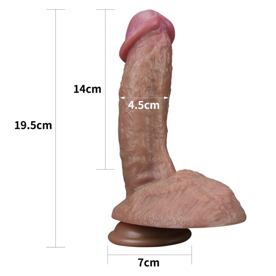 #186 - 19,5 cm Yeni Nesil Çift Katmanlı Realistik Dildo Penis