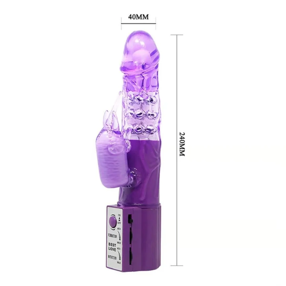 #2146 - 24 cm Oynar Başlı Klitoris Uyarıcılı Teknolojik Vibratör Penis