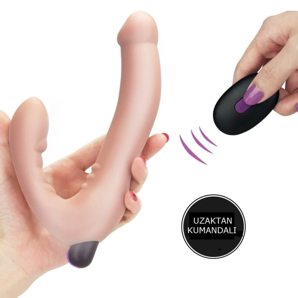 #2174 - USB Şarjlı Uzaktan Kumandalı Çift Taraflı Lezbiyen Strap-on Vibratör