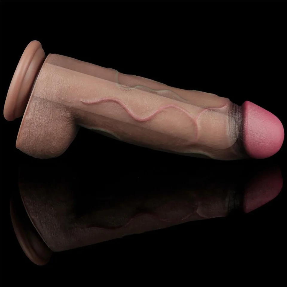 #219 - 31 cm Yeni Nesil Çift Katmanlı Realistik Dev Kalın Melez Dildo Penis