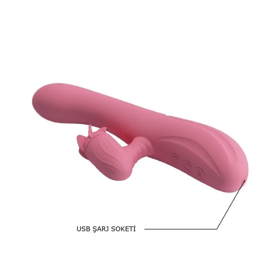 #2387 - USB Şarjlı 7 Fonksiyonlu Titreşimli 4 Fonksiyonlu Klitoris Dil Uyarıcı