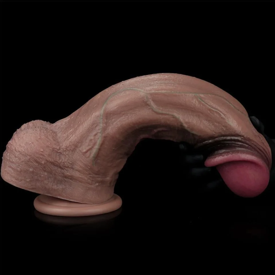 #227 - 33 cm Yeni Nesil Çift Katmanlı Realistik Dev Kalın Melez Dildo Penis