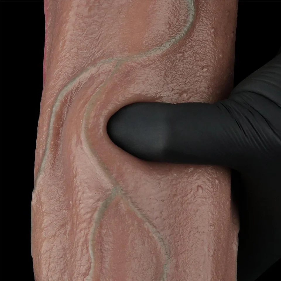 #228 - 33 cm Yeni Nesil Çift Katmanlı Realistik Dev Kalın Melez Dildo Penis