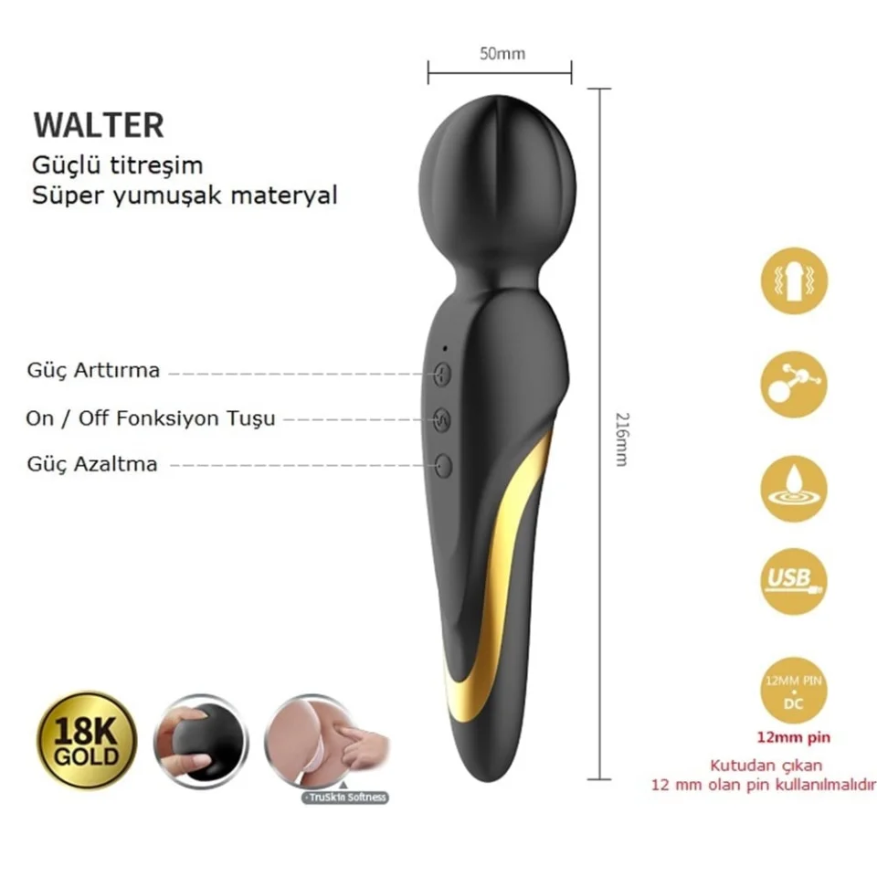 #2530 - 12 Parçalı 18K Altın Kaplamalı Elit Vibratör Seti - Queens Collection