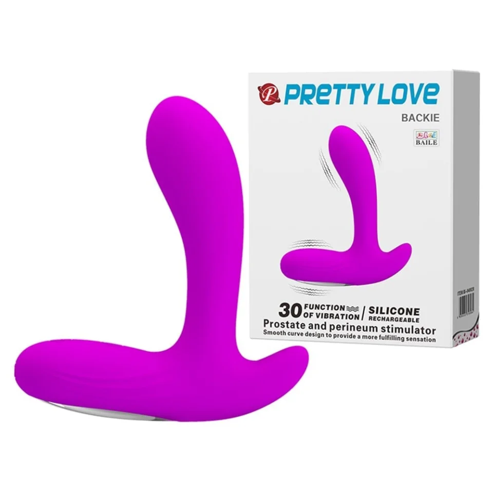 #2555 - USB Şarjlı 30 Modlu Titreşimli Prostat Vibratör ve Anal Plug Mor