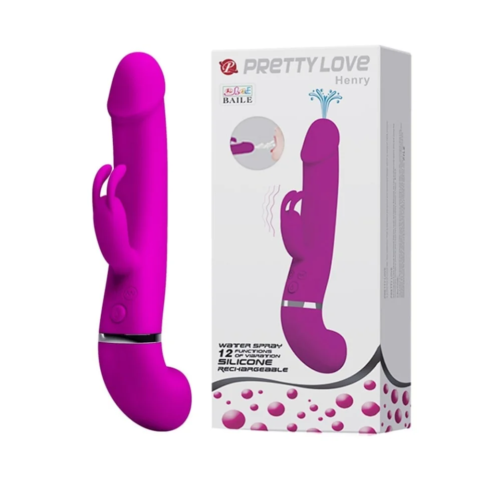 #2579 - USB Şarjlı Su Fışkırtmalı 12 Fonksiyonlu Klitoris Uyarıcılı Vibratör