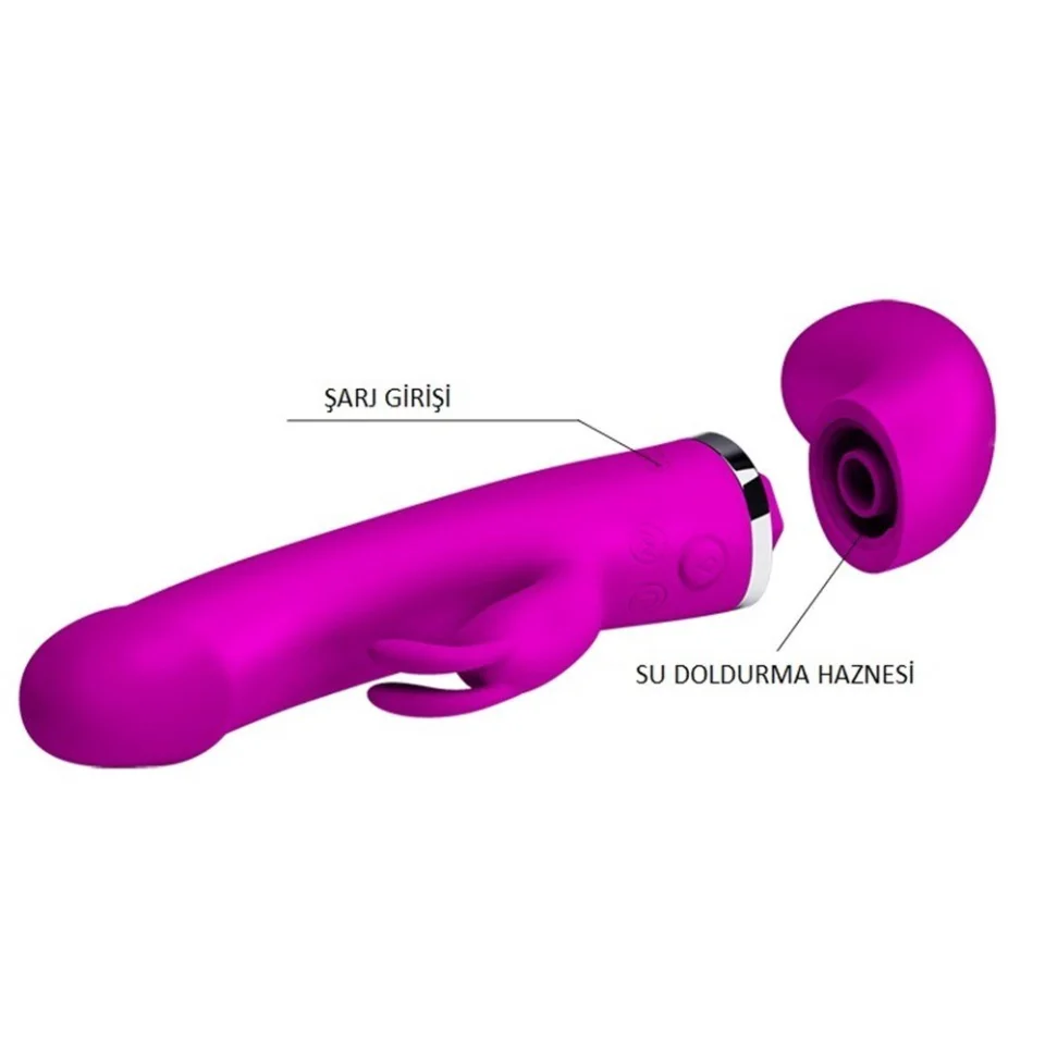 #2583 - USB Şarjlı Su Fışkırtmalı 12 Fonksiyonlu Klitoris Uyarıcılı Vibratör