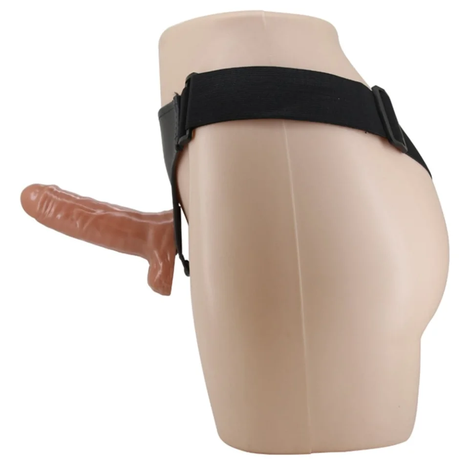 #2589 - 16cm Belden Bağlamalı Çift Taraflı Yeni Nesil Titreşimli Strapon Dildo