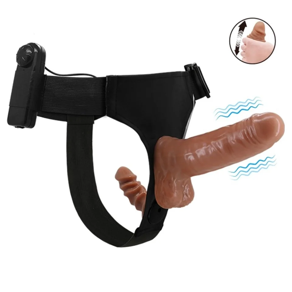 #2596 - 16cm Belden Bağlamalı Çift Taraflı Yeni Nesil Titreşimli Strapon Dildo