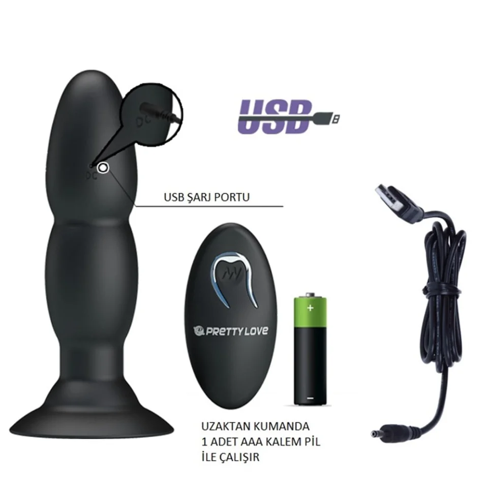 #2755 - USB Şarjlı 4 Titreşim ve 4 Yuvarlanma Modlu Uzaktan Kumandalı Vibratör