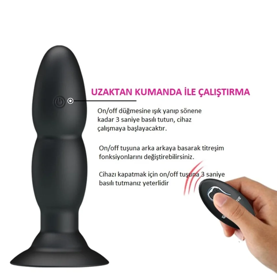 #2757 - USB Şarjlı 4 Titreşim ve 4 Yuvarlanma Modlu Uzaktan Kumandalı Vibratör