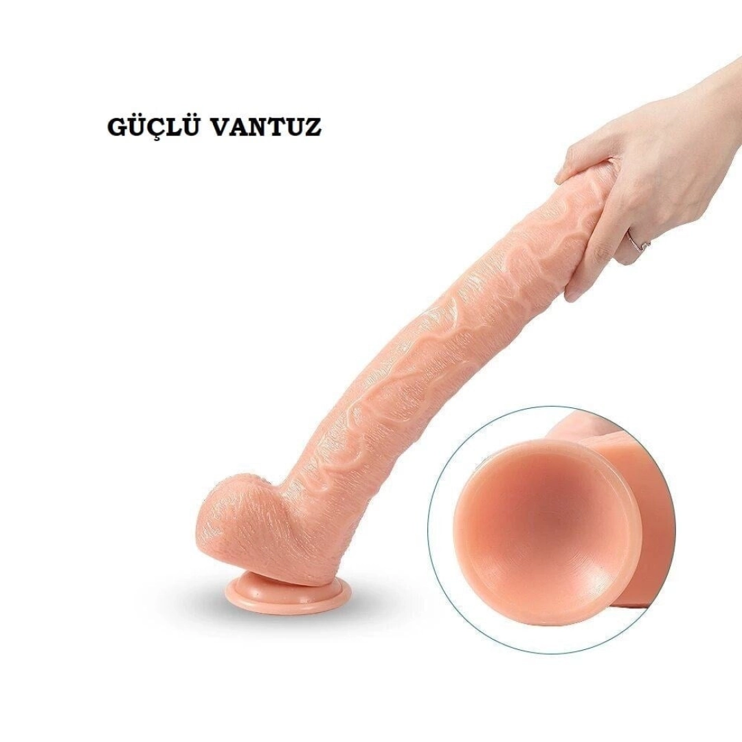 #12533 - 43 cm Realistik Penis Gerçekçi Damarlı Dev Dildo - Hoare