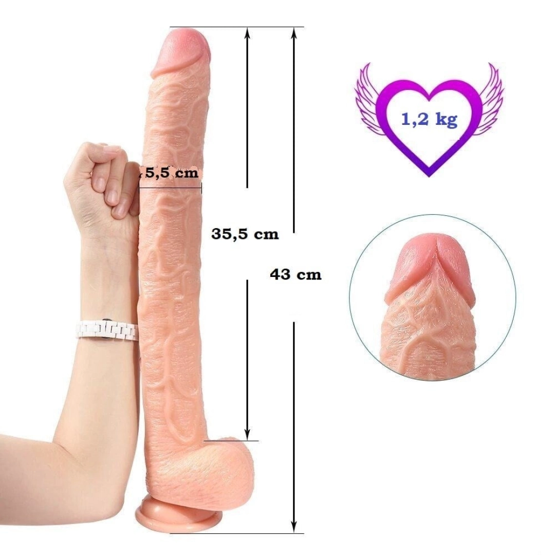 #12535 - 43 cm Realistik Penis Gerçekçi Damarlı Dev Dildo - Hoare