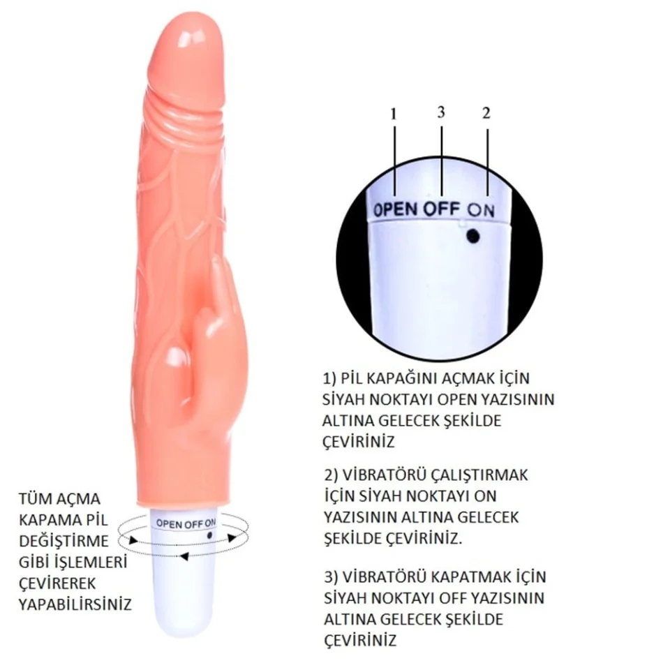 #2814 - 20 cm Klitoris Uyarıcılı Titreşimli Vibratör Dildo Penis