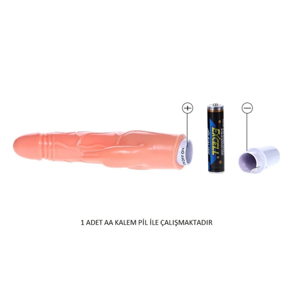 #2819 - 20 cm Klitoris Uyarıcılı Titreşimli Vibratör Dildo Penis