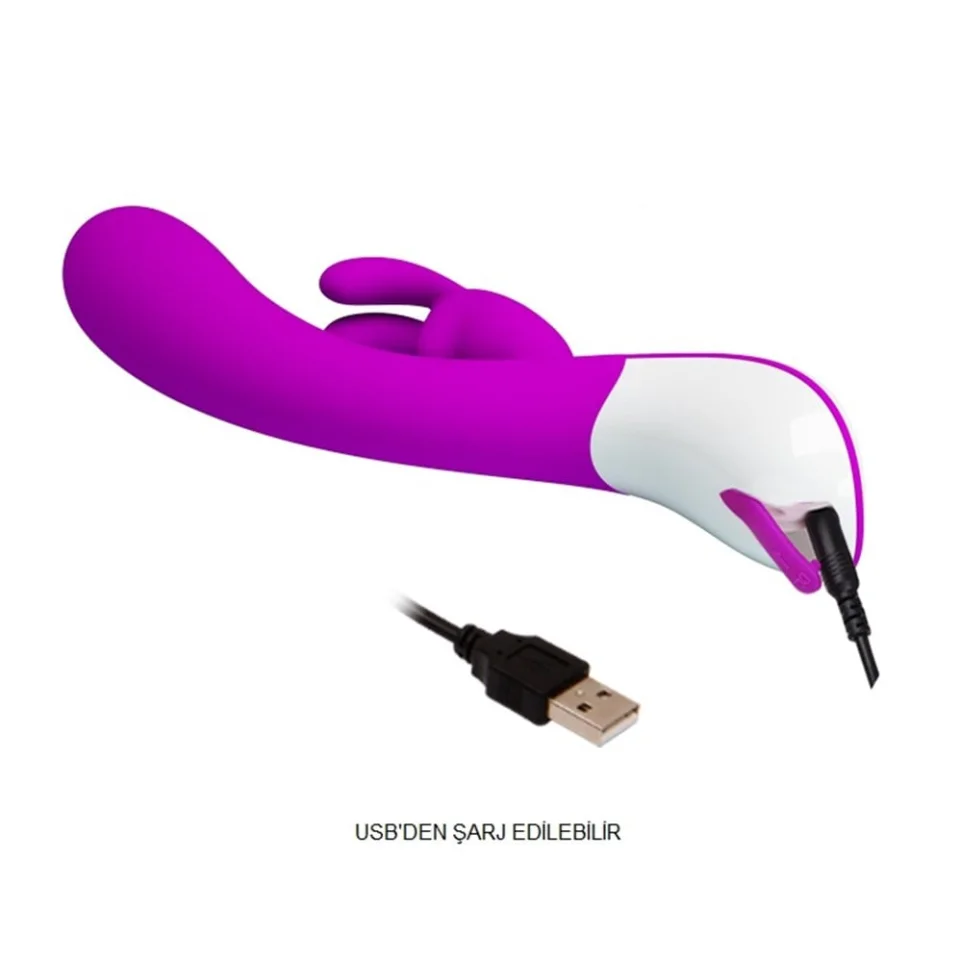 #3057 - USB Şarjlı 12 Fonksiyonlu Klitoris Uyarıcılı Modern Tavşan Vibratör