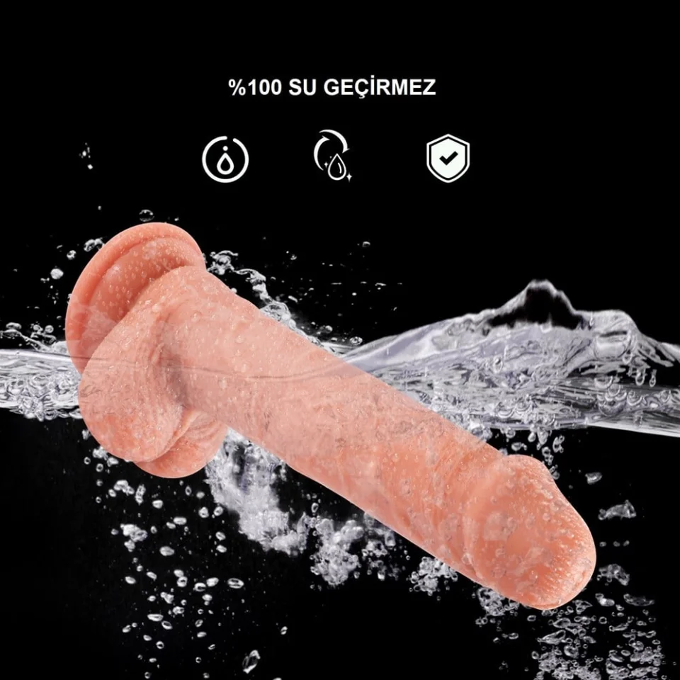 #283 - 21,5cm Uzaktan Kumandalı Su Fışkırtmalı Vantuzlu Realistik Dildo Penis