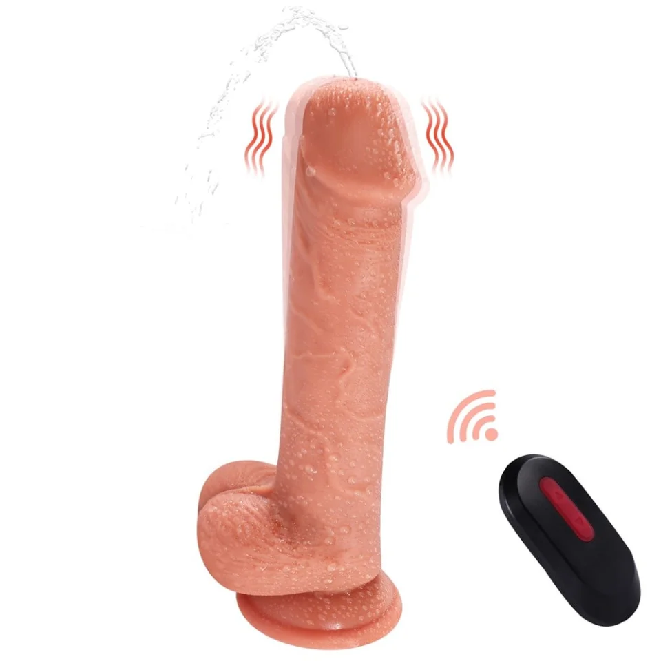 #282 - 21,5cm Uzaktan Kumandalı Su Fışkırtmalı Vantuzlu Realistik Dildo Penis