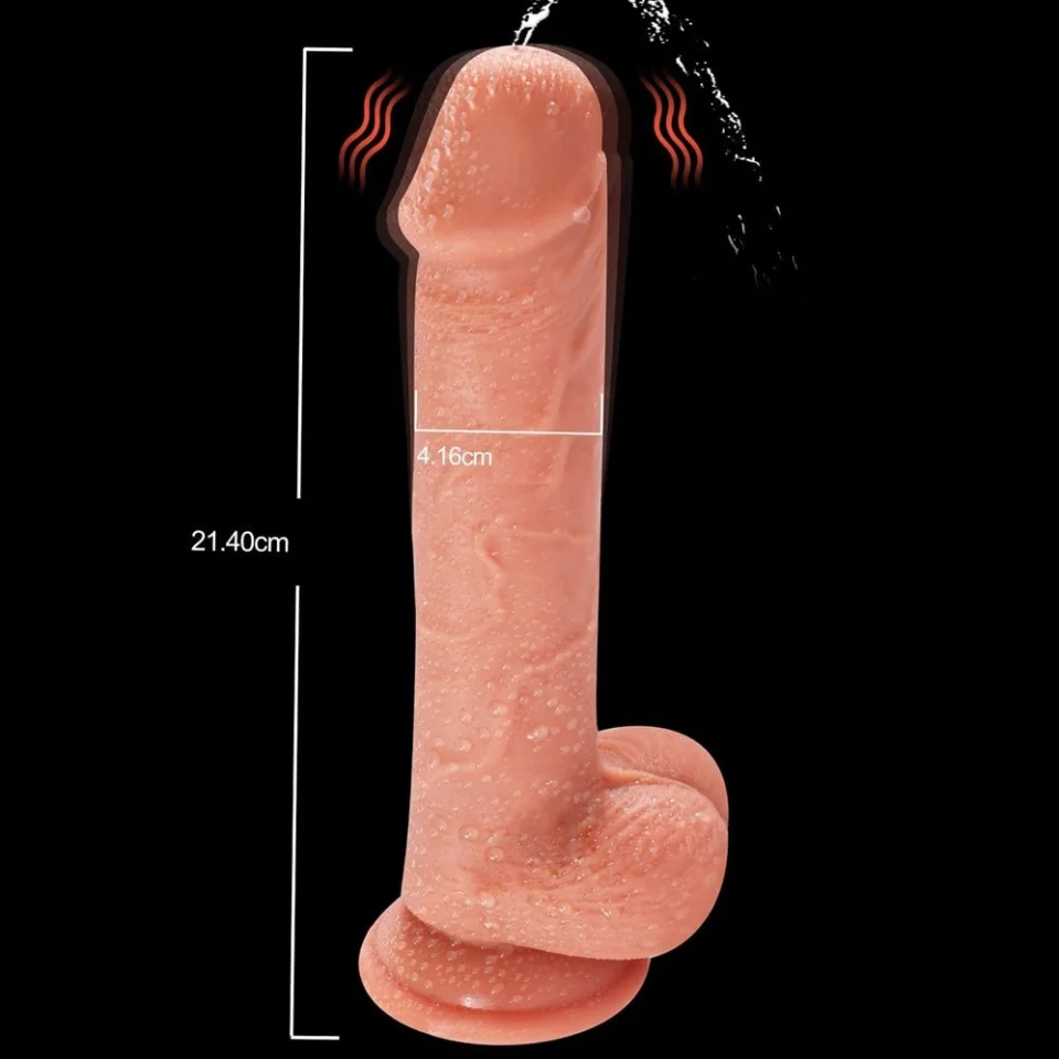 #286 - 21,5cm Uzaktan Kumandalı Su Fışkırtmalı Vantuzlu Realistik Dildo Penis