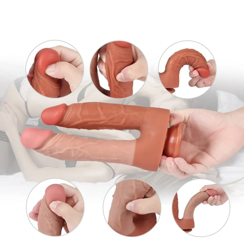 #289 - İki Uçlu Vantuzlu Yeni Nesil Realistik Çatal Dildo Penis
