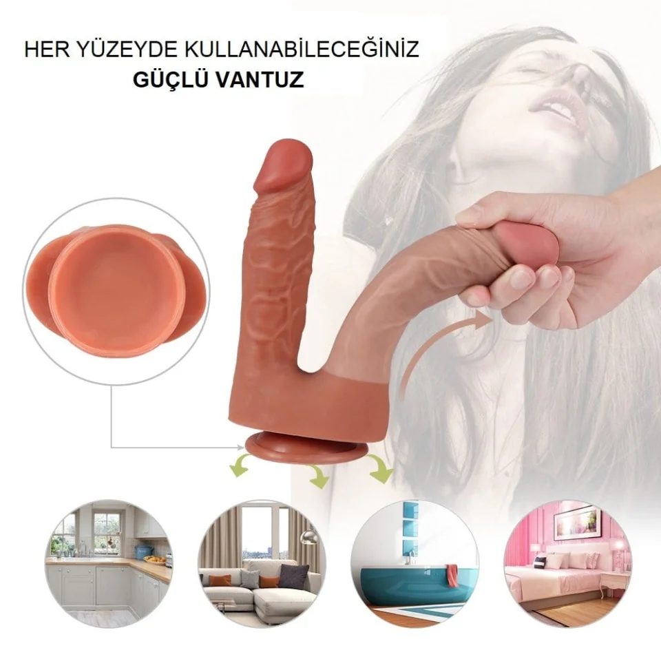 #291 - İki Uçlu Vantuzlu Yeni Nesil Realistik Çatal Dildo Penis